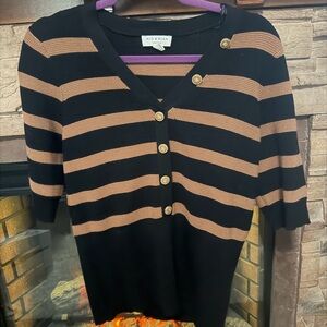 Black and Tan Striped Women's Sweater
